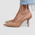 Boglárka - Meztelen slingback cipők tűs sarokkal