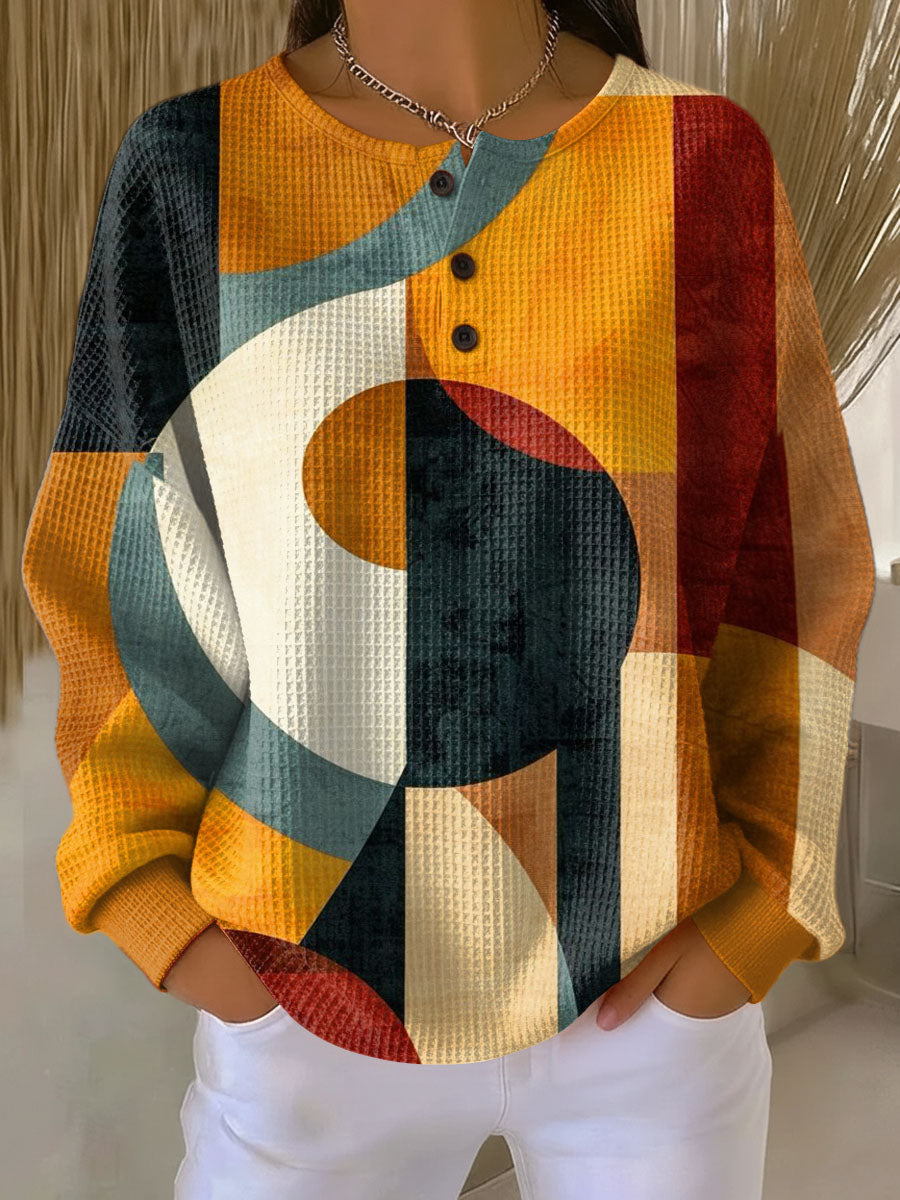 Fanni ™ - Waffle pulóver geometrikus mintával