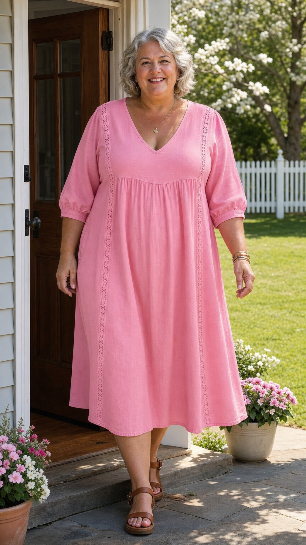 Franciska – 3/4 ujjú A-vonalú maxi ruha