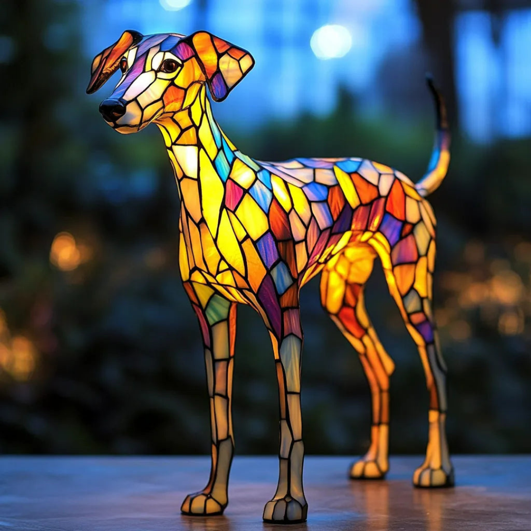 Whippet Ihlette Homokfúvott Üveg Lámpa