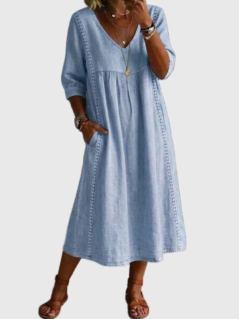 Franciska – 3/4 ujjú A-vonalú maxi ruha